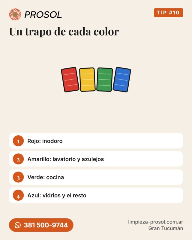 Ilustración: trapos de distintos colores para cada lugar