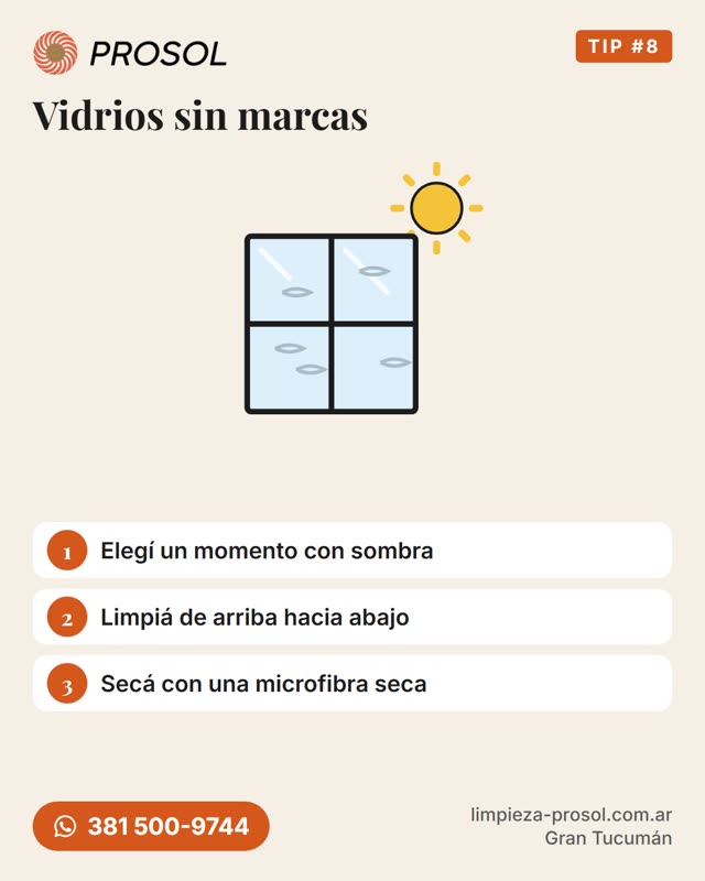 Ilustración: el sol directo deja vetas en el vidrio
